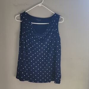 Coldwater Creek Navy and White Polka Dot Tank Top